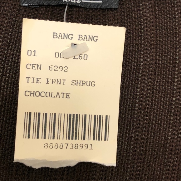 CENIT Tie Front Shrug Chocolate Brown Ribbed Sweater Wrap Size Large/NWT - Picture 2 of 7